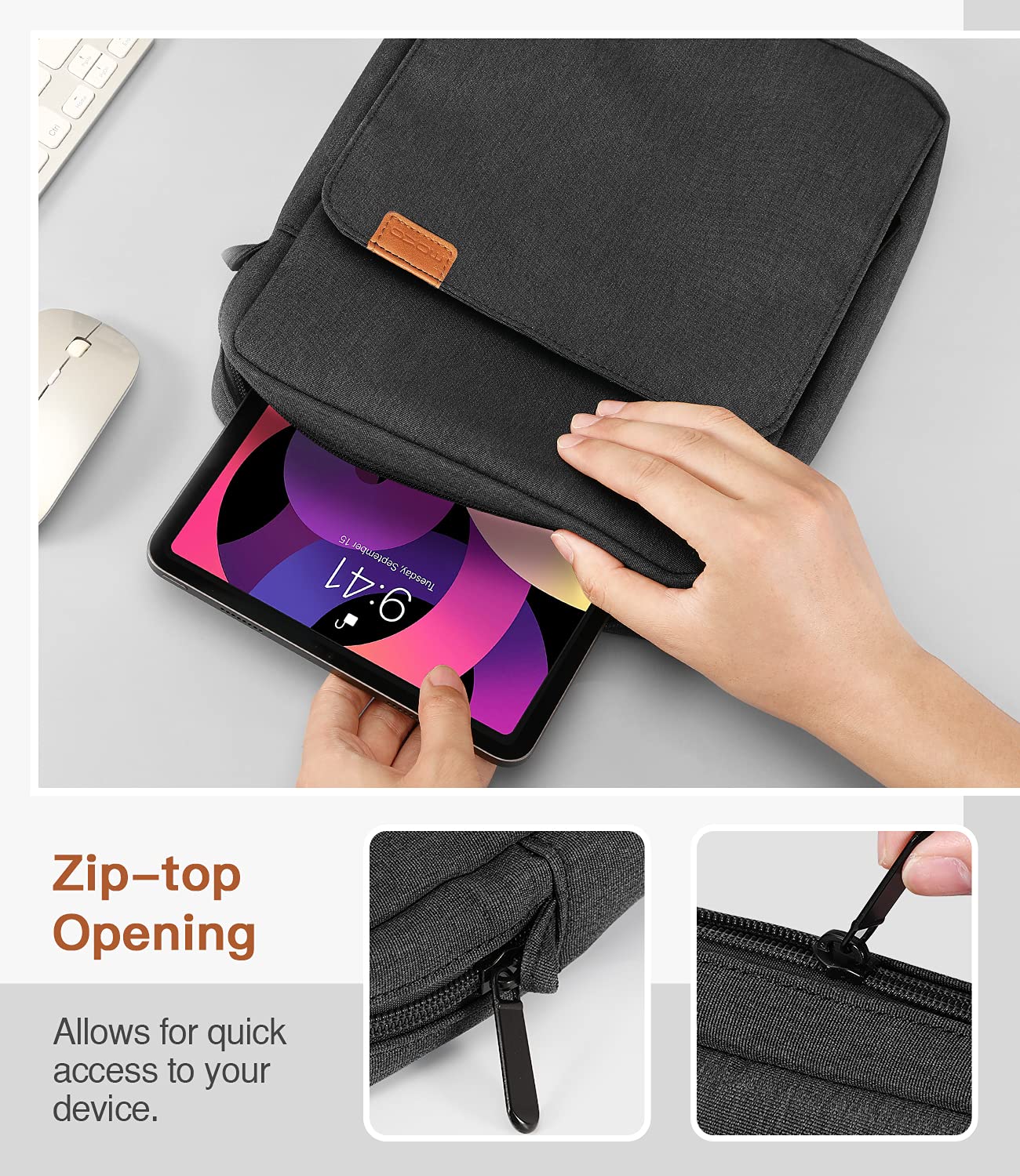 MoKo 9-11 Inch Tablet Sleeve Case with Handle & Adjustable Shoulder Strap - Compatible with iPad Pro 11
