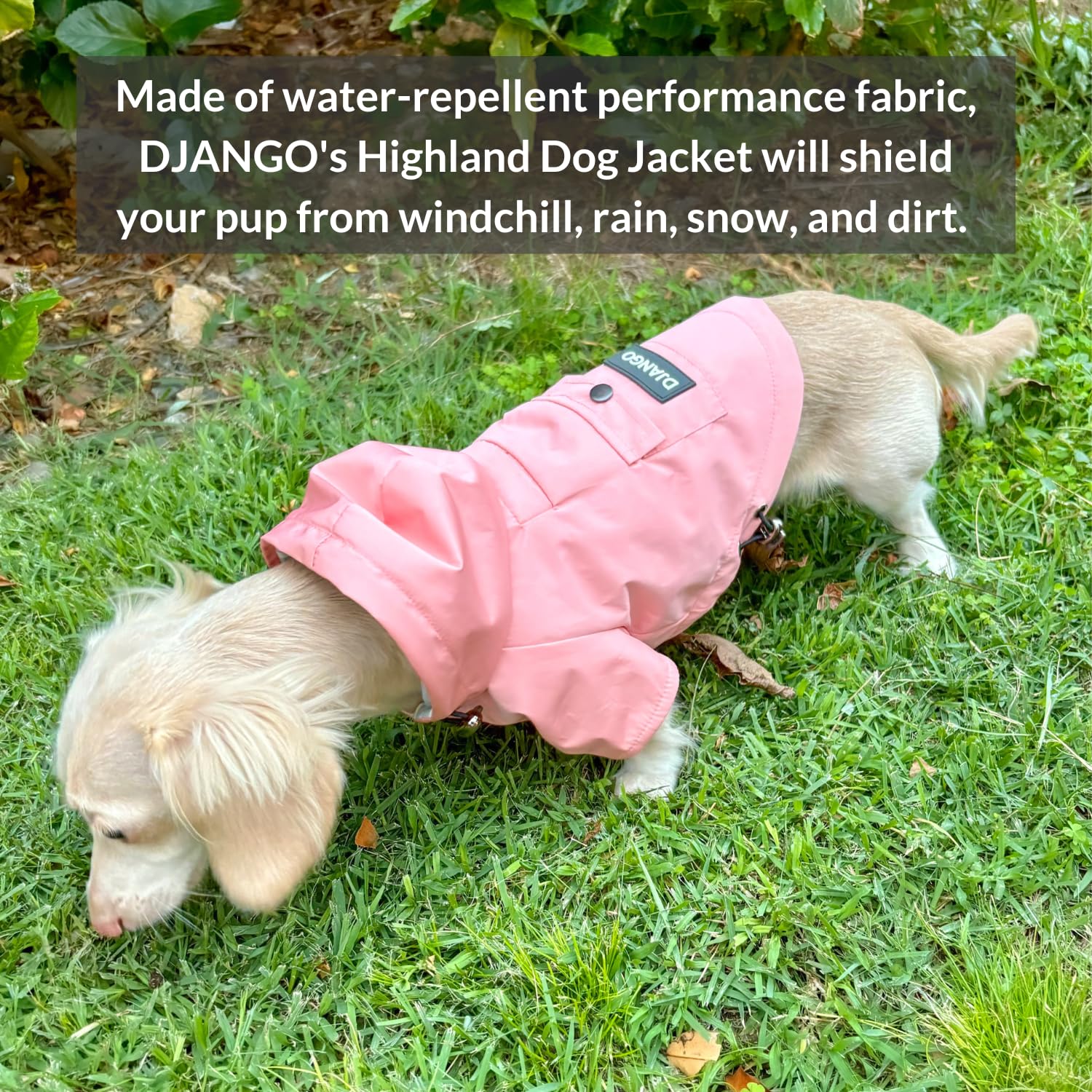 Waterproof Dog Jacket with Hood - Adjustable Lightweight Pink Coat for Small & Medium Dogs | Harness Hole, Cozy Lining & Back Pocket | Perfect for Outdoor Hiking, Walking & Cold Weather (Medium, Pink)