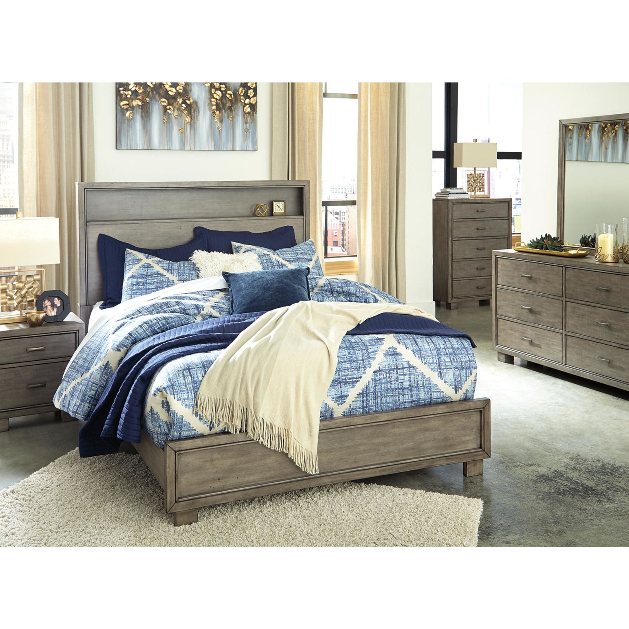 Arnett 6-Drawer Dresser with Mirror - Modern Gray Bedroom Furniture for Home Organization & Storage