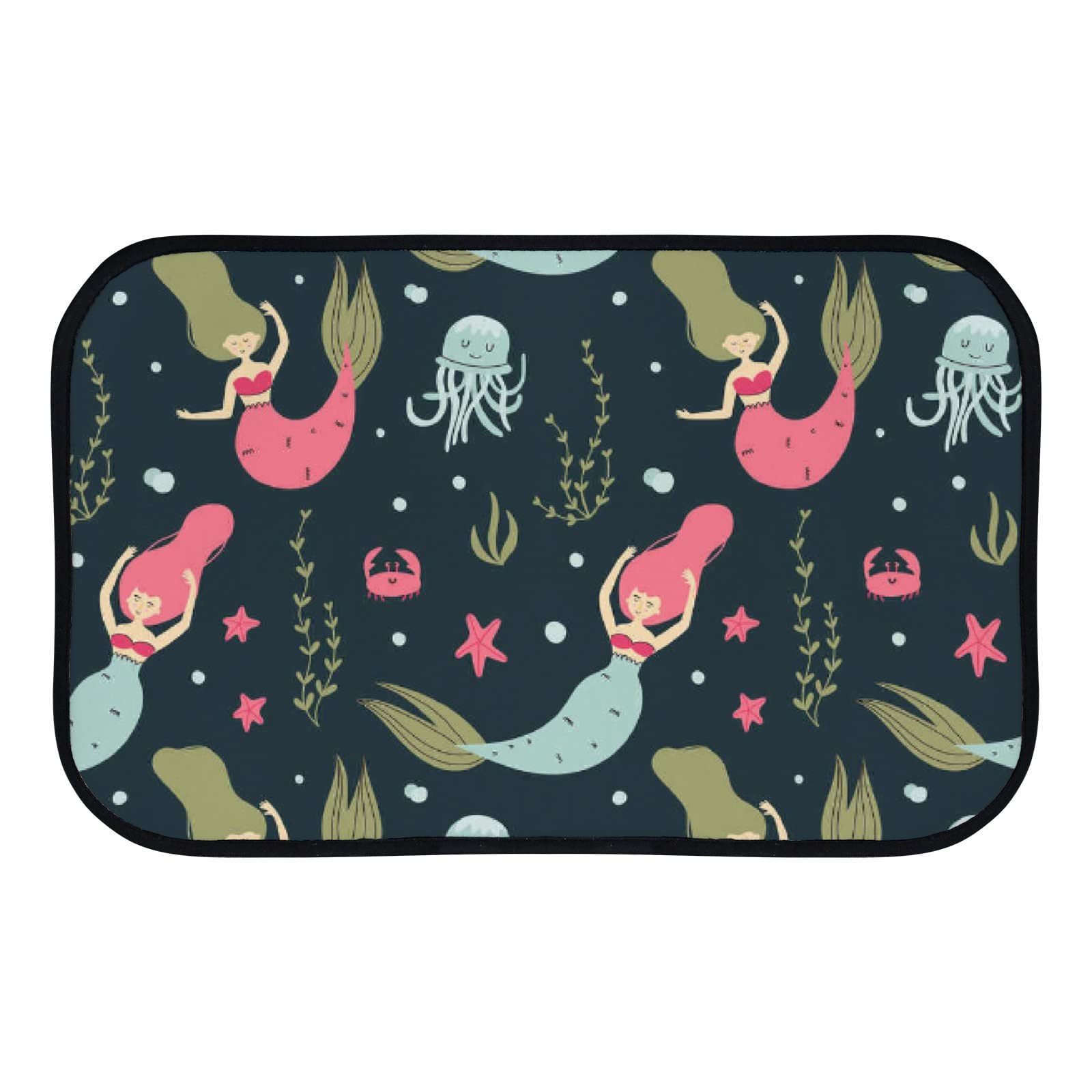 Soft Non-Slip Washable Foam Area Rug - Cute Mermaid & Octopus Design for Kitchen, Bathroom, Living Room - Indoor/Outdoor Home Decor Mat 23.6