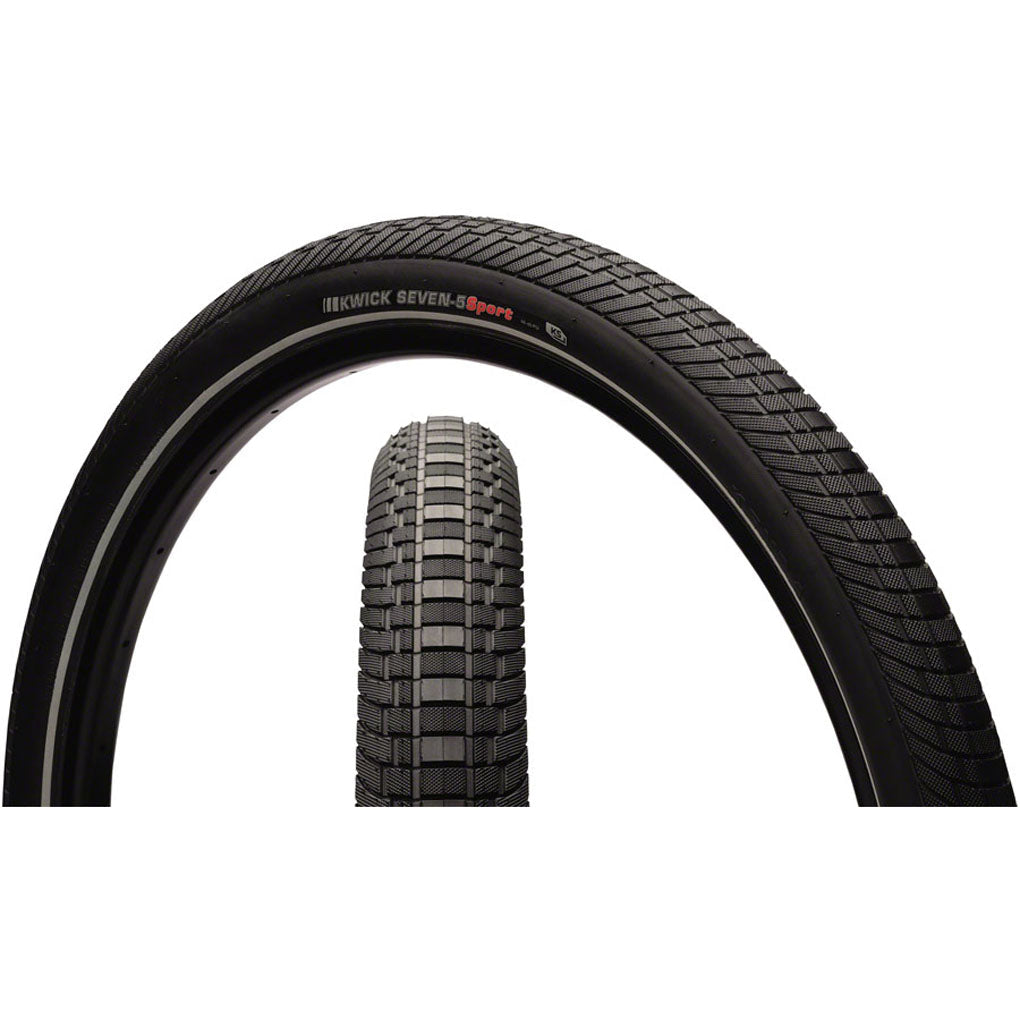 Kenda Kwick Seven.5 Bike Tire - 27.5 x 2.6 Inch Clincher Wire Bead, Black/Reflective, 60 TPI for Mountain & Hybrid Bikes - Perfect for Trail Riding, Commuting & All-Terrain Cycling