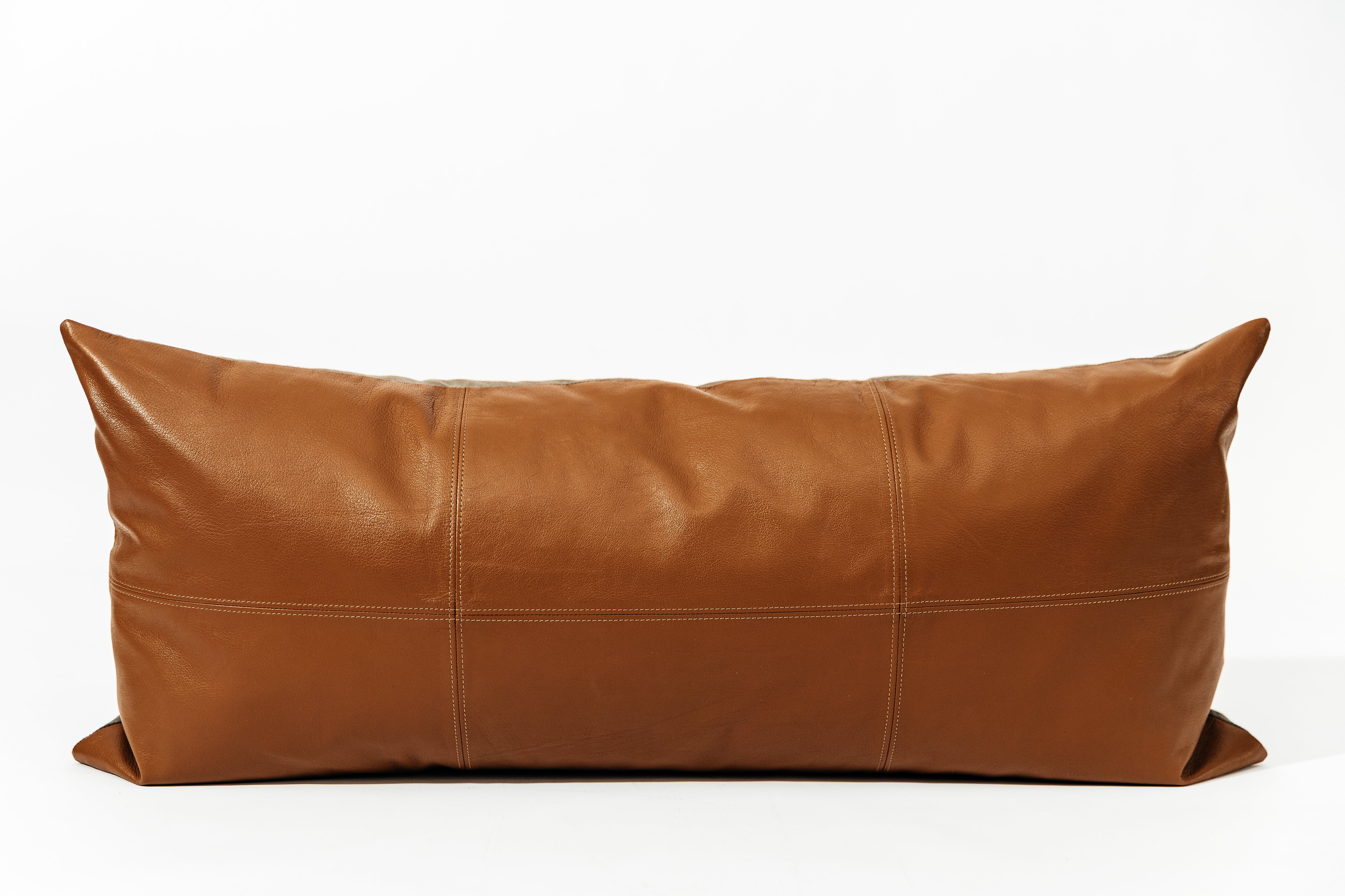 Luxury Owen Genuine Leather XL Lumbar Pillow Cover for Sofa, Bed & Office - Premium Back Support Cushion Case for Home Decor and Comfort