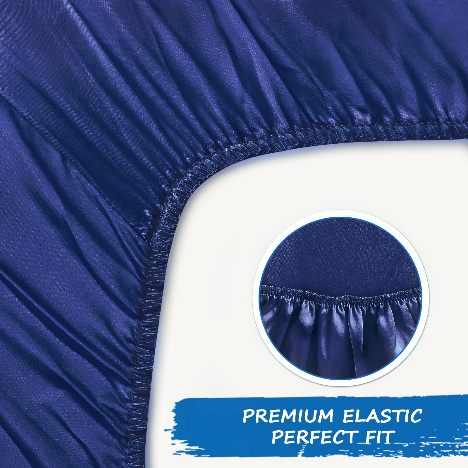 Premium Satin Crib Sheets - Ultra Soft & Silky 2-Piece Pack n Play Mattress Cover for Baby Boys & Girls | Hypoallergenic & Gentle on Hair & Skin | Navy Blue Nursery Bedding | Perfect for Nursery, Daycare & Travel