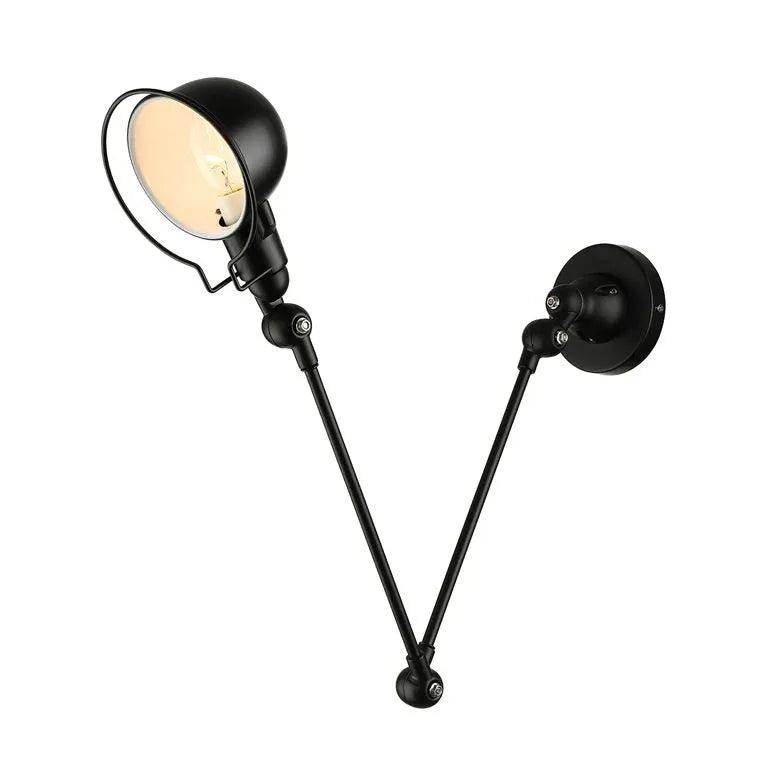 Double Section Arm Reading Industrial Wall Lights - Durable Metal Wall Sconce for Home Office, Workshop & Garage Lighting