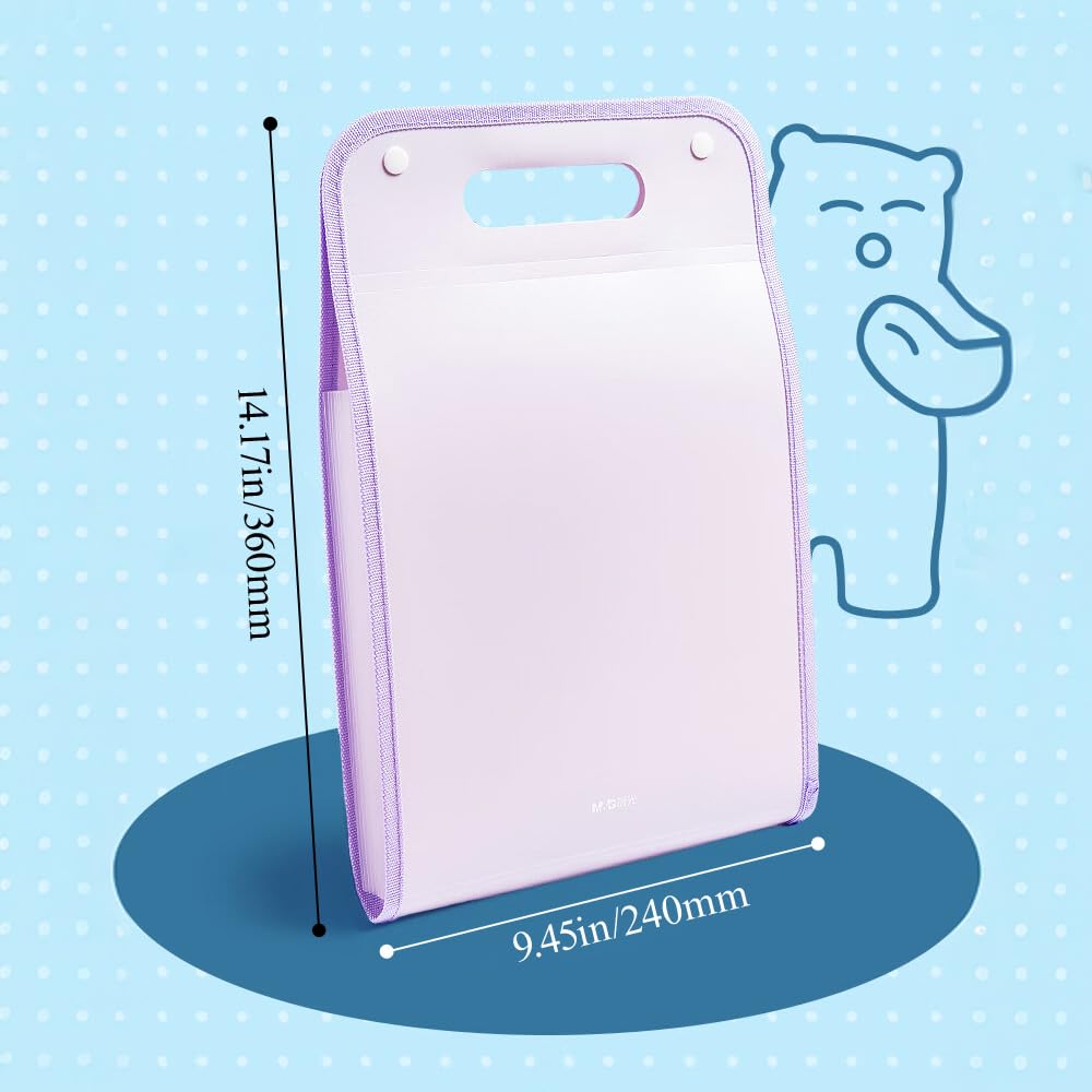 M&G 13-Pocket Expanding File Folder - Accordion Document Organizer with Labels, Portable A4 Letter Size Paper Holder for Receipts & Documents - Waterproof Office & School Supplies (Purple) - Perfect for School, Office, Travel & Home Organization