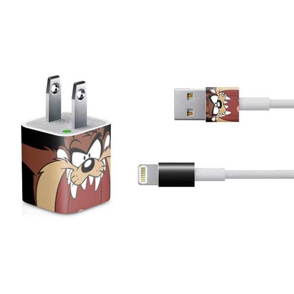 Officially Licensed Looney Tunes Taz Design Skin Decal for iPhone Charger (5W USB) - Durable Protective Cover for Home, Office & Travel Use