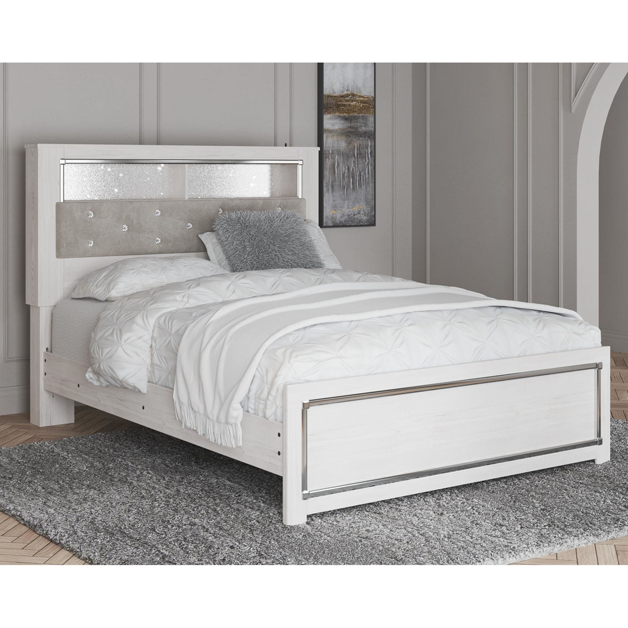 Altyra White Bookcase Bed with Storage - Modern Space-Saving Bed Frame for Small Apartments & Dorm Rooms