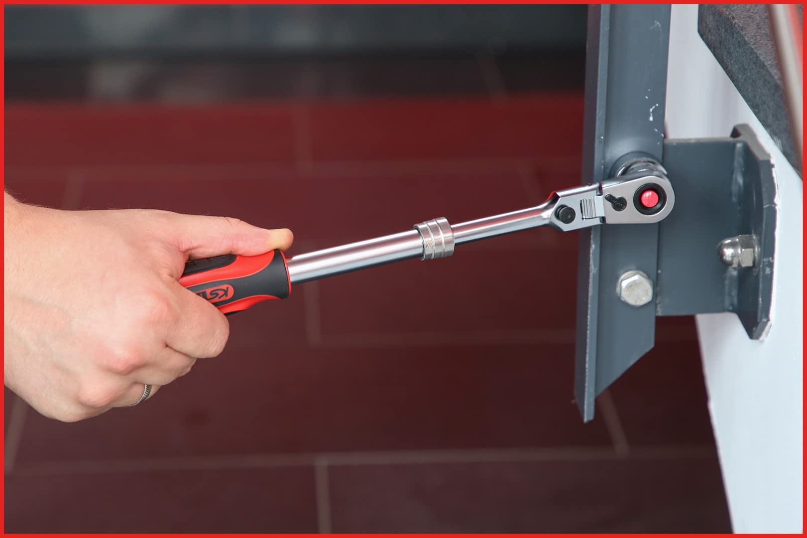 KS TOOLS SlimPower 914.1220 1/2 Inch 72-Tooth Telescopic Reversible Ratchet - Professional Automotive & DIY Tool for Tight Spaces & Hard-to-Reach Areas
