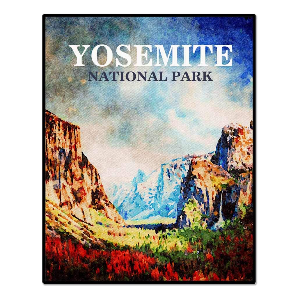 Yosemite National Park Watercolor Wall Art Print - 8x10 Inches Unframed Travel Poster for Home & Office Decor | Perfect for Living Room, Bedroom, or Gift