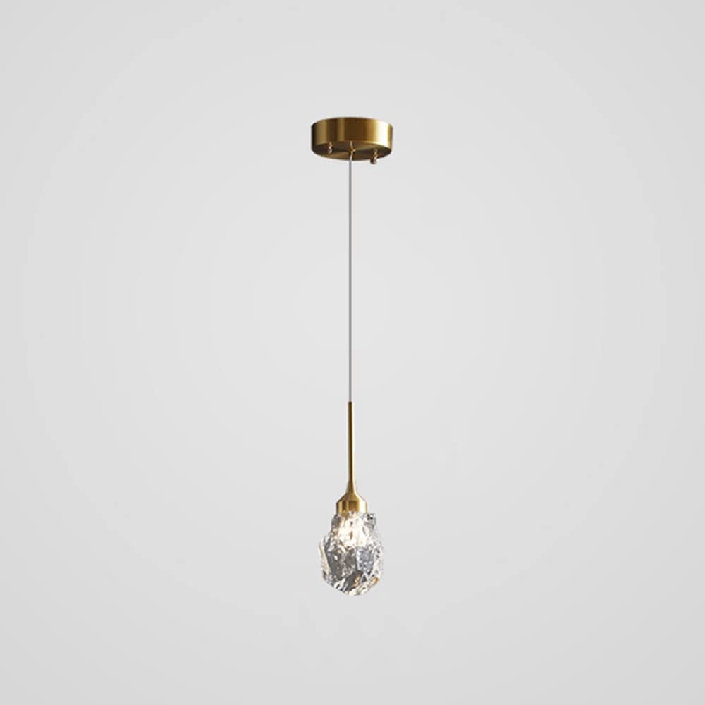 Modern Brass Finish Mini Crystal Pendant Light - 1-Light Ceiling Fixture for Living Room, Bar & Coffee Shop | Elegant Lighting for Dining Areas, Entryways & Commercial Spaces