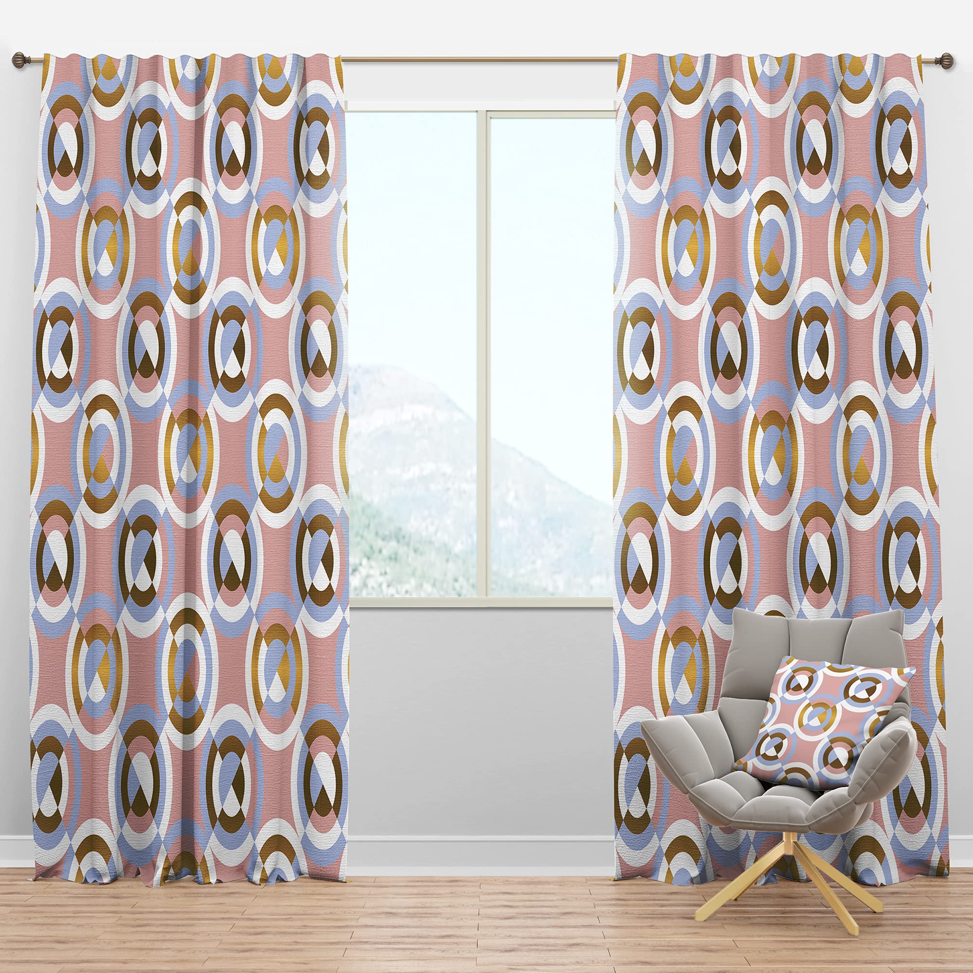 DesignQ Blackout Curtains with Circular Geometric Pattern - Thermal Insulated Single Panel (52x84 inches) for Bedroom & Living Room - Perfect for Light Blocking, Privacy & Energy Efficiency
