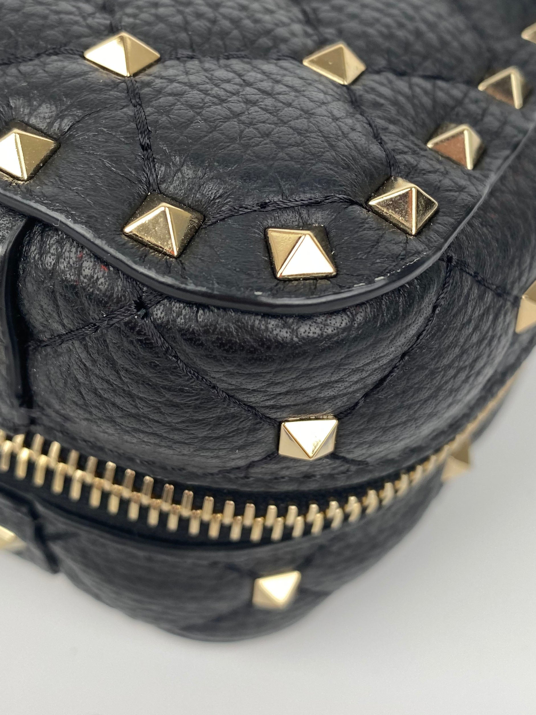 Valentino Rockstud Black & White Leather Shoulder Bag - Stylish Designer Handbag for Women, Perfect for Parties, Date Nights & Everyday Fashion Accessory
