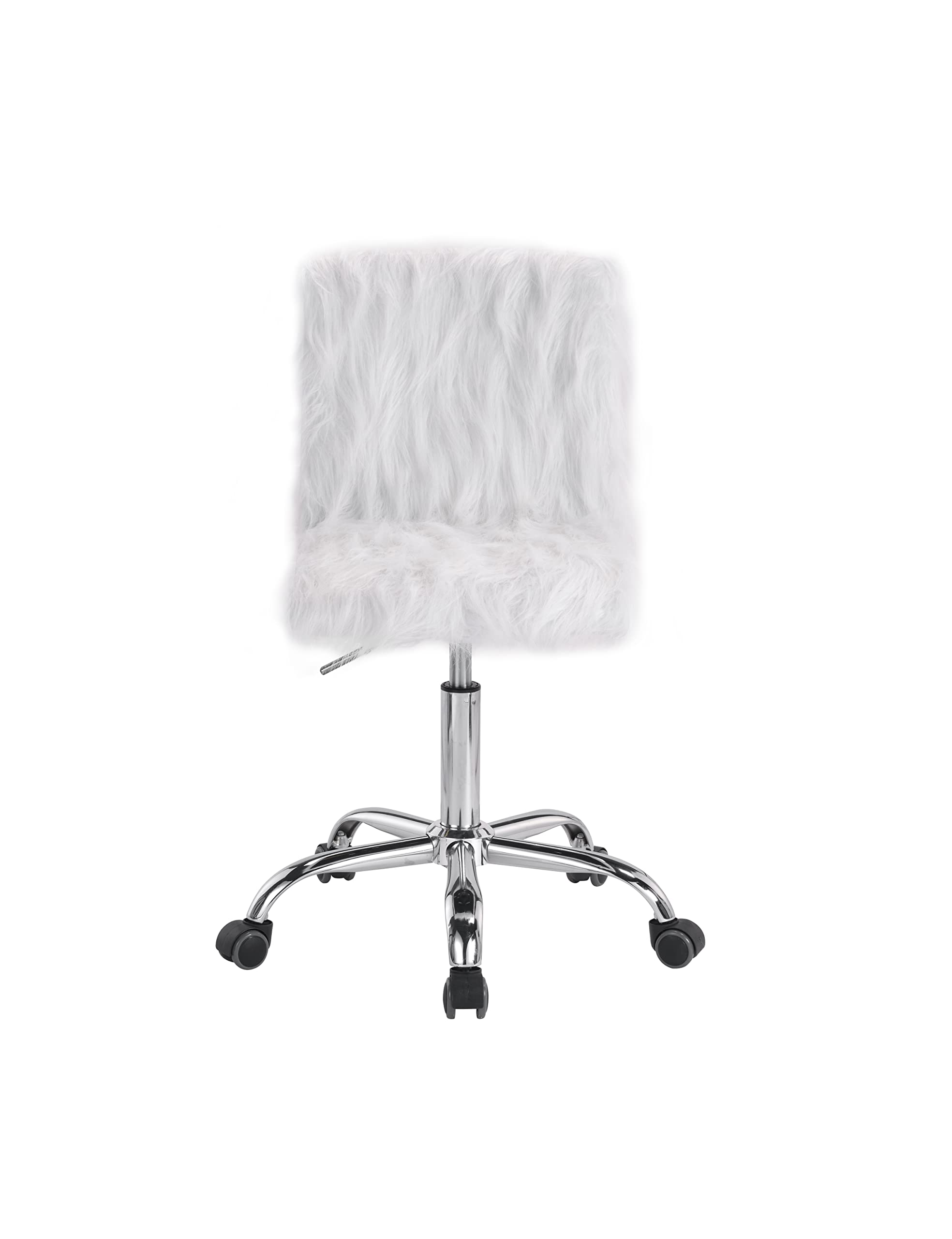 HomVent Faux Fur Desk Chair - Swivel Fuzzy Vanity Chair with Height Adjustment, Fluffy Armless Task Chair for Home Office, Living Room, Studio & Makeup Station | Perfect for Gaming, Working & Beauty Routines