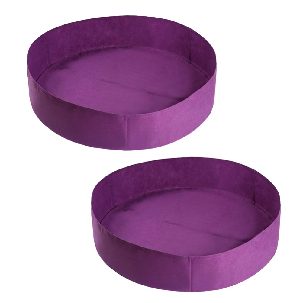 VILLCASE 2 Pack Fabric Raised Garden Bed Planters - Round Aeration Grow Bags for Vegetables, Herbs & Flowers | Durable Purple Plant Containers with Tray | Ideal for Indoor/Outdoor Gardening, Patio Decor & Urban Farming