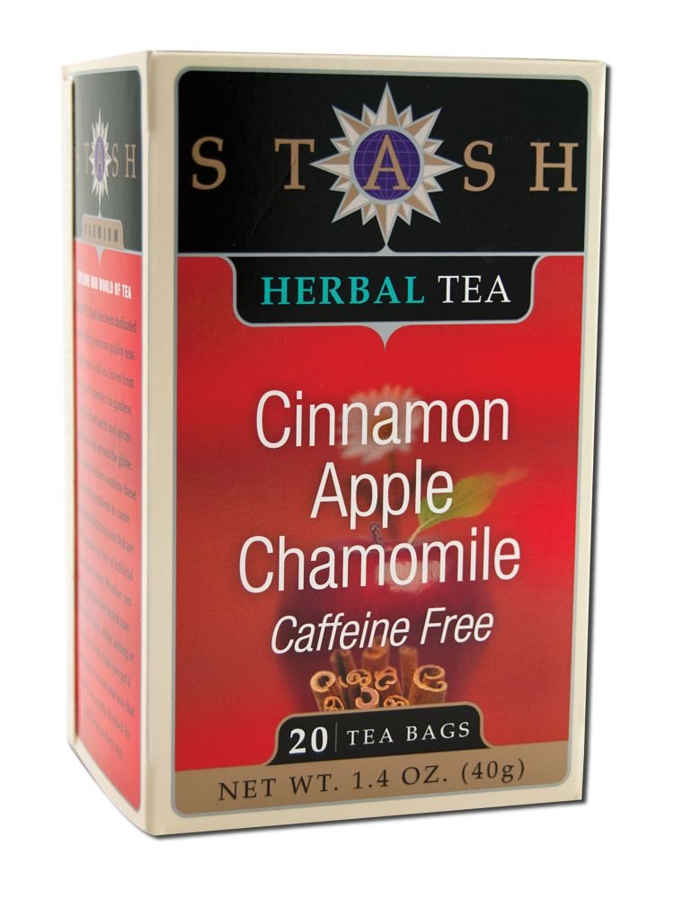 Organic Stash Tea Cinnamon Apple Chamomile Herbal Tea Bags - 20 Count, Caffeine-Free Relaxation Tea for Stress Relief & Sleep Aid - Perfect for Evening, Bedtime & Wellness Rituals