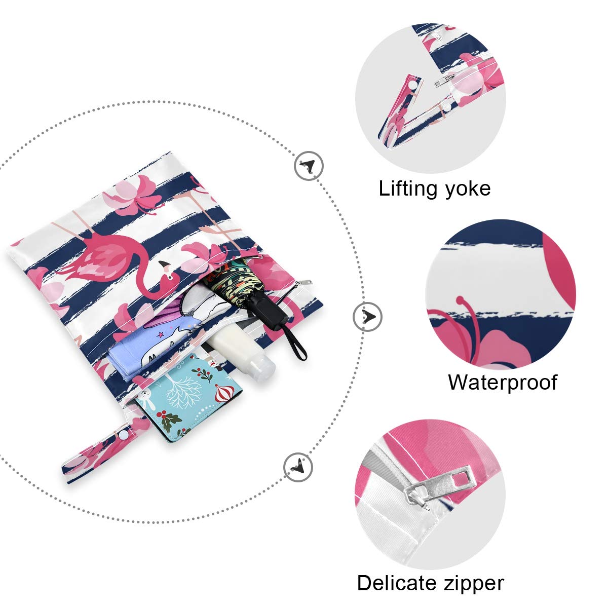 Waterproof Wet Dry Bag for Cloth Diapers & Swimsuits - Reusable Travel Beach Essentials - Ideal for Wet Clothes, Toiletries & Baby Care - 2 Pack for Diaper Changing, Pool Days & Gym Storage