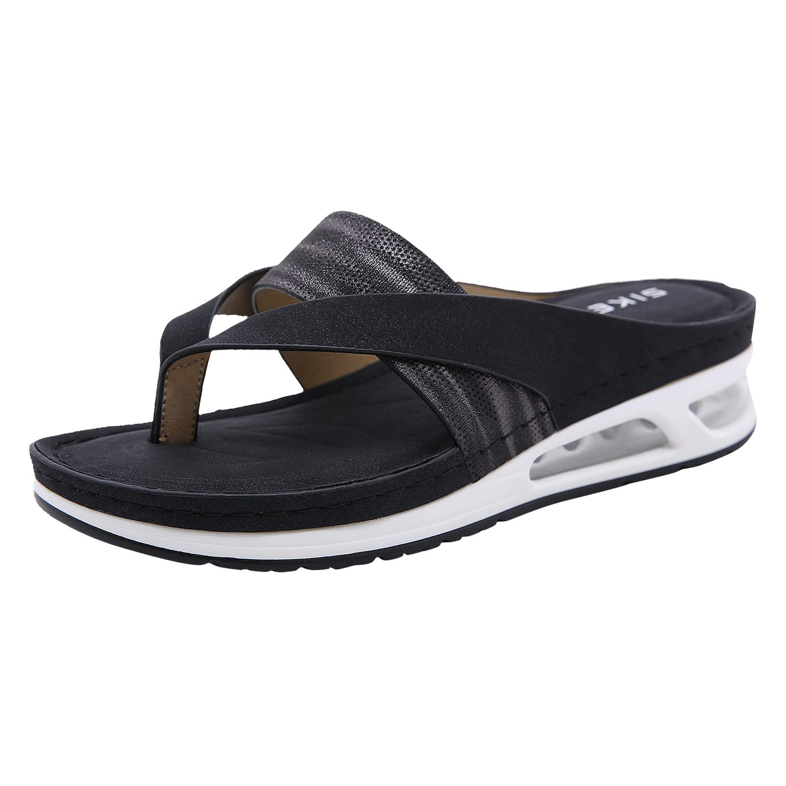 Women's Comfortable Roman T-Strap Slide Sandals - Open Toe Summer Flip Flops with Arch Support - Size 5.5 | Perfect for Beach, Pool, Vacation & Casual Wear