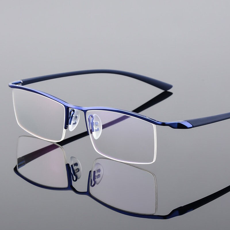 Bclear Men's Browline Semi-Rimless Eyeglasses - Lightweight Alloy Frame (Model 8190) | Classic Retro Style for Work, Reading & Daily Wear