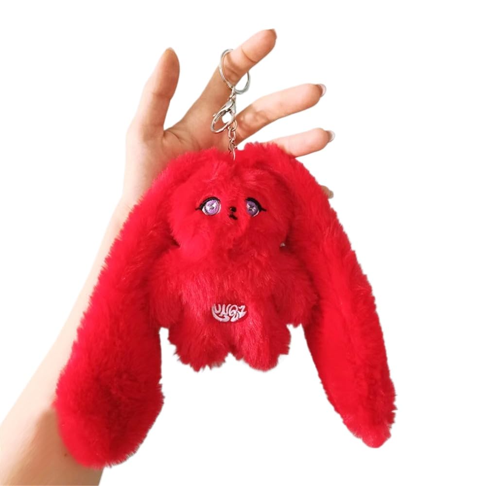 Yuqi (G)I-DLE Official Merchandise - Red Rabbit Plush Pendant Keychain with Acrylic Charm | Kpop Fan Gift, Bag Accessory & Cute Keyring for Kpop Lovers