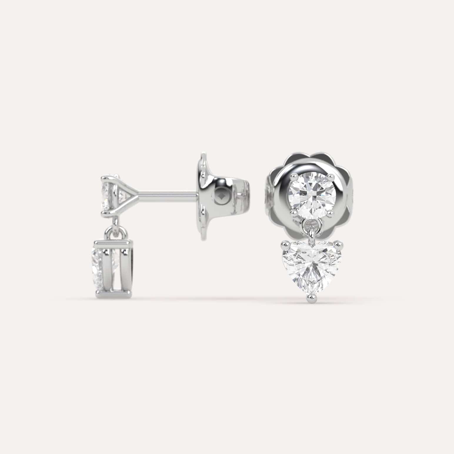 1 Carat Heart-Shaped Diamond Drop Earrings for Women – Elegant Dangle Earrings for Valentine's Day, Anniversary & Special Occasions