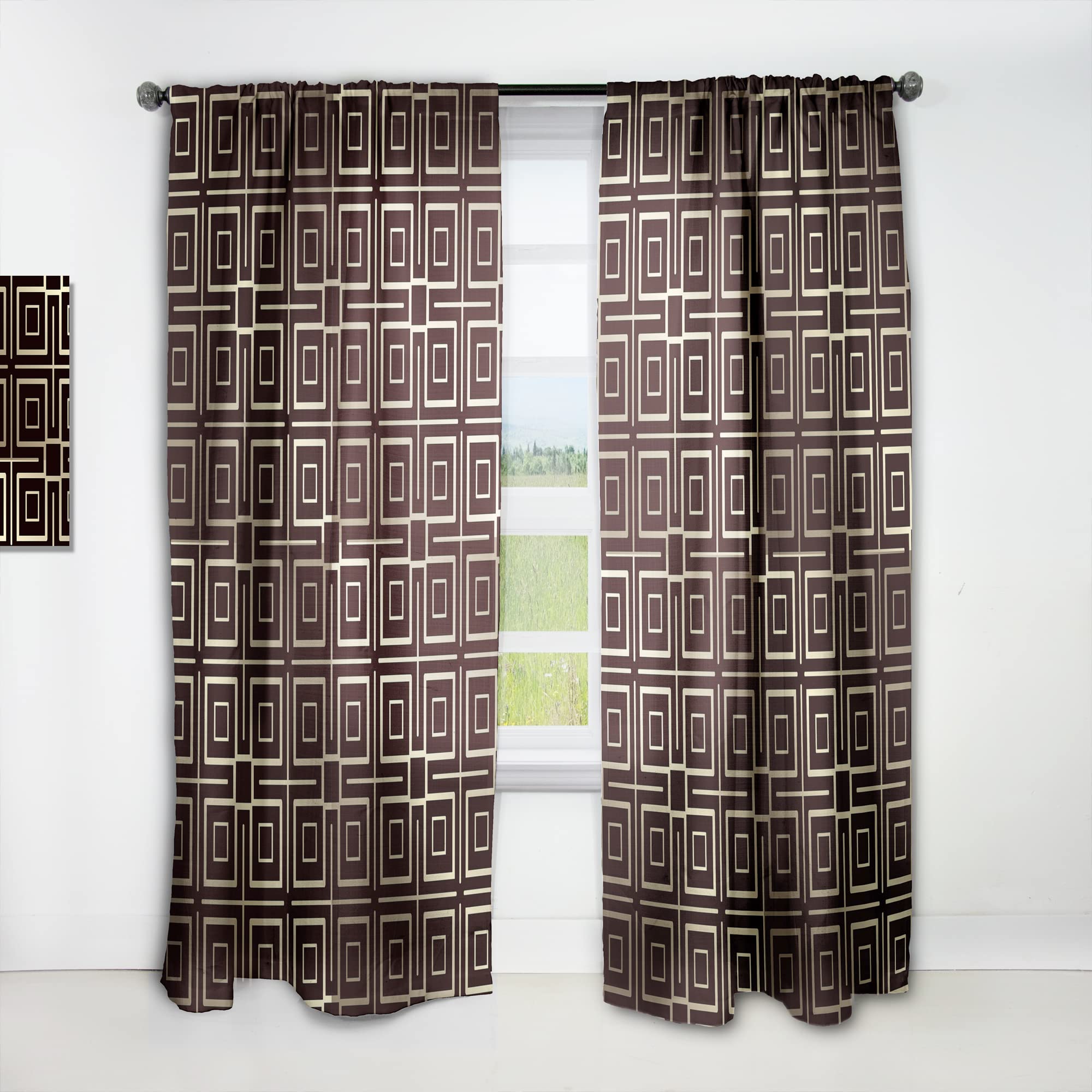 DesignQ Luxury Metallic Geometric Curtains - Gold Thermal Insulated Drapes for Bedroom & Living Room (52x120, Single Panel) - Perfect for Modern Home Decor & Light Control