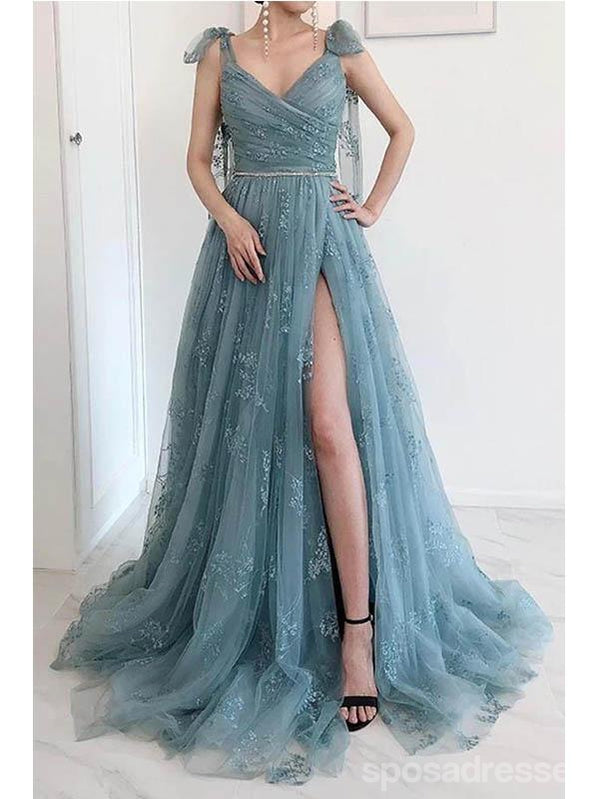 Elegant A-Line High Slit V-Neck Long Prom Dress for Women | Formal Evening Party Gown | Perfect for Homecoming, Wedding Guest & Special Occasions