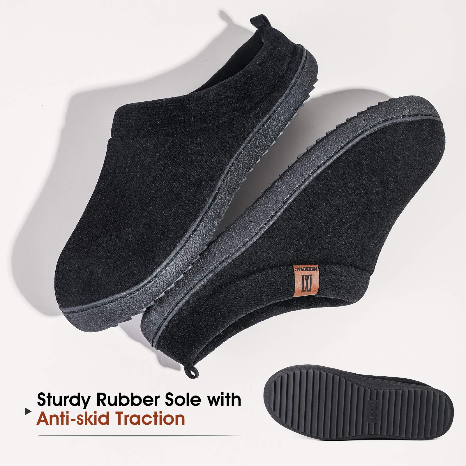 MERRIMAC Men's Slip-On Slippers with Memory Foam - Ultra Comfortable Non-Slip Indoor House Shoes for Relaxing at Home, Lounging & Casual Wear