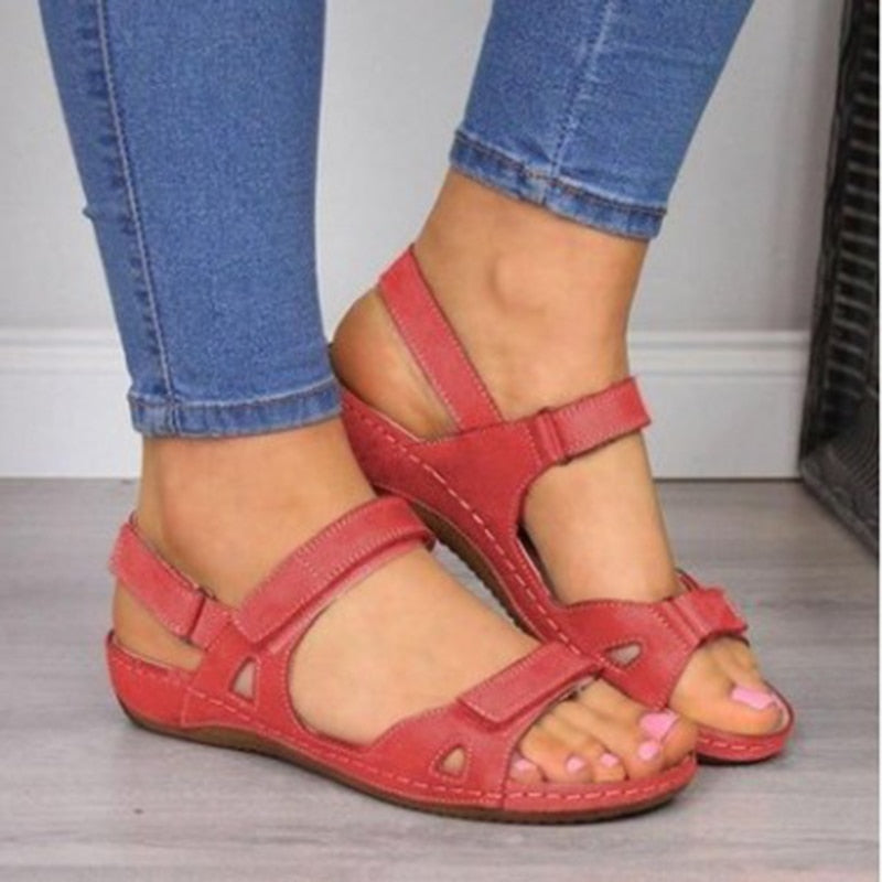 Women's Open Toe Orthopedic Sandals for Plantar Fasciitis - Comfortable Arch Support Walking Shoes for Flat Feet - Perfect for Summer, Travel & Everyday Wear