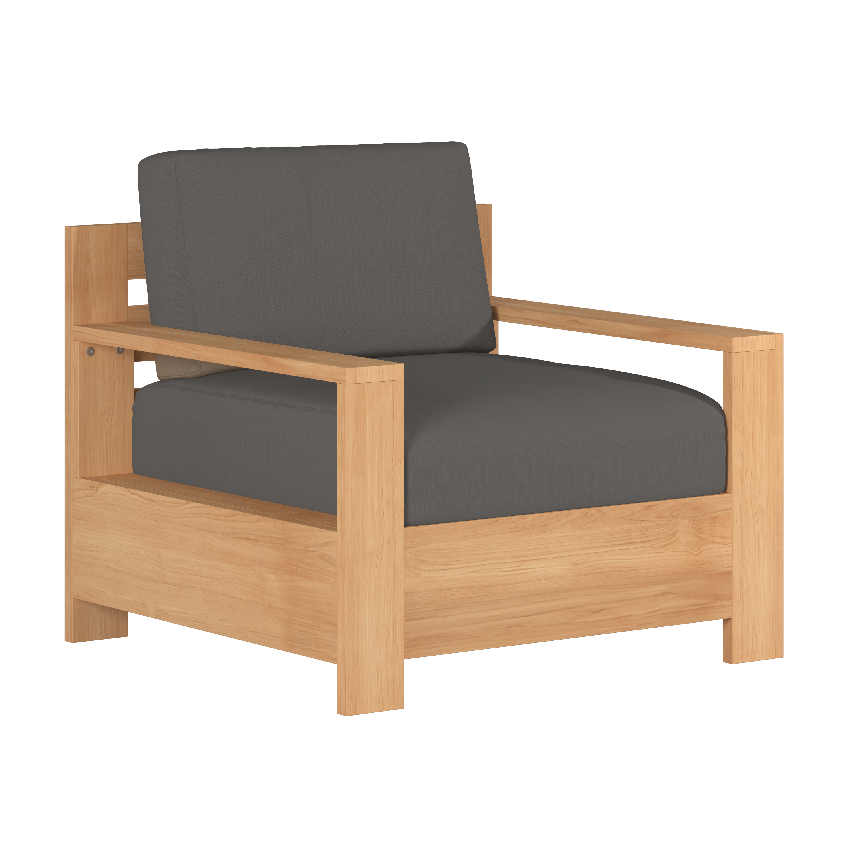 Premium Teak Outdoor Club Chair with Sunbrella Charcoal Cushion - Weather-Resistant Patio Furniture for Poolside, Garden & Backyard Relaxation