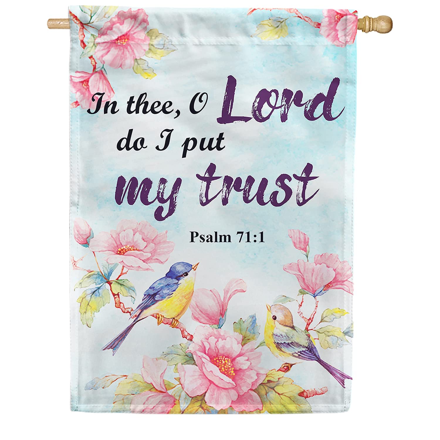 Christian Bible Verse House Flag - Psalm 71:1 Trust in The Lord - 28x40 Inch Outdoor Yard Decor for Faith Inspiration