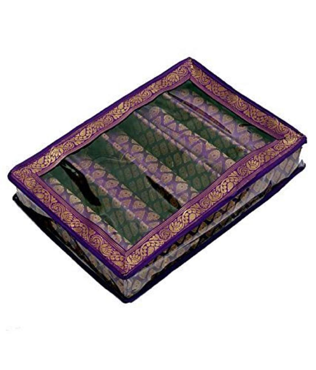 Elegant Purple Brocade 5-Rod Bangle Jewelry Box - Perfect for Organizing Bracelets, Bangles & Accessories | Gift Idea for Women