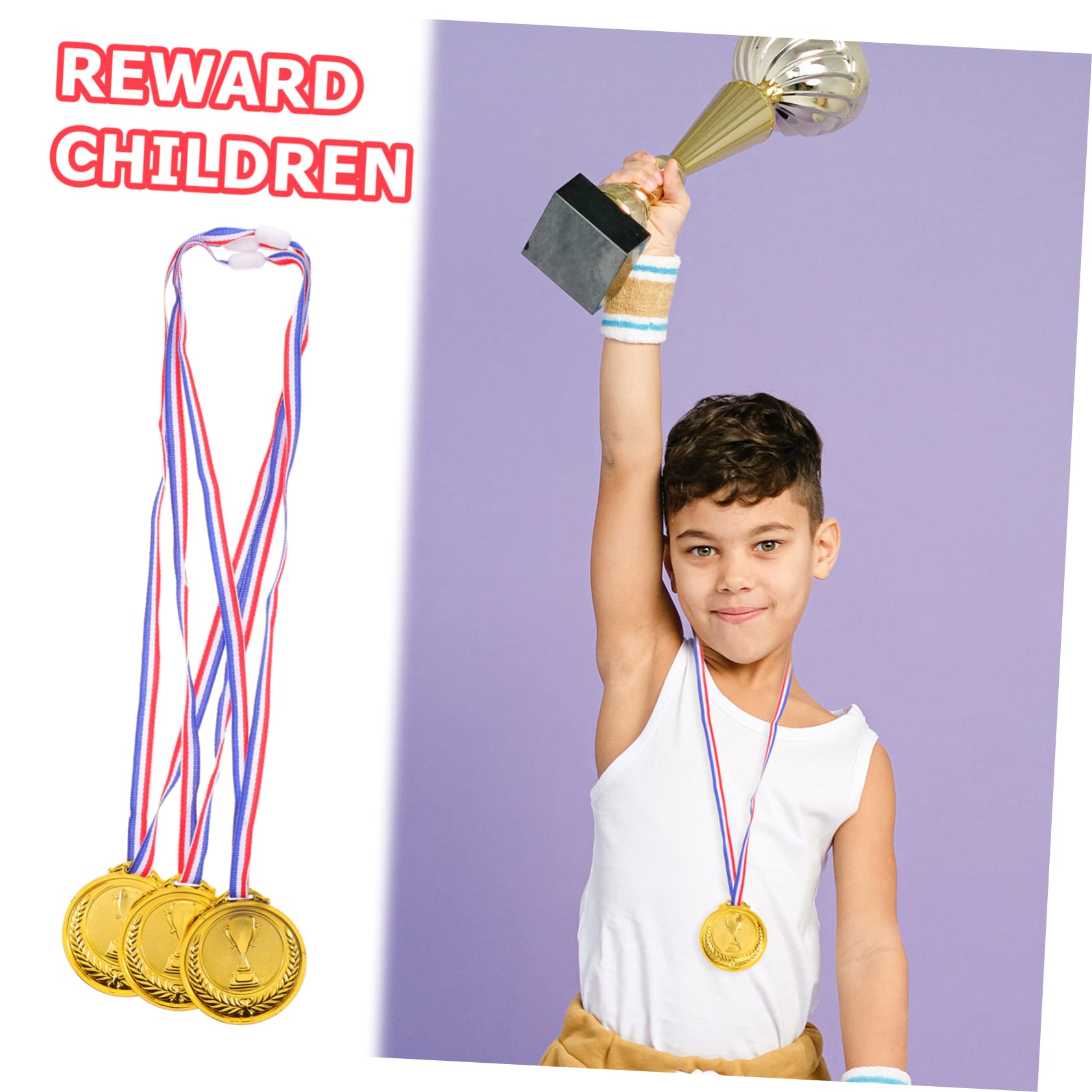 TOGEVAL 6 Pack Customizable Kids Sports Medals - Reusable Plastic Award Medals for Children's Games, Competitions & School Events - Perfect for Track Meets, Soccer Tournaments & Birthday Party Prizes