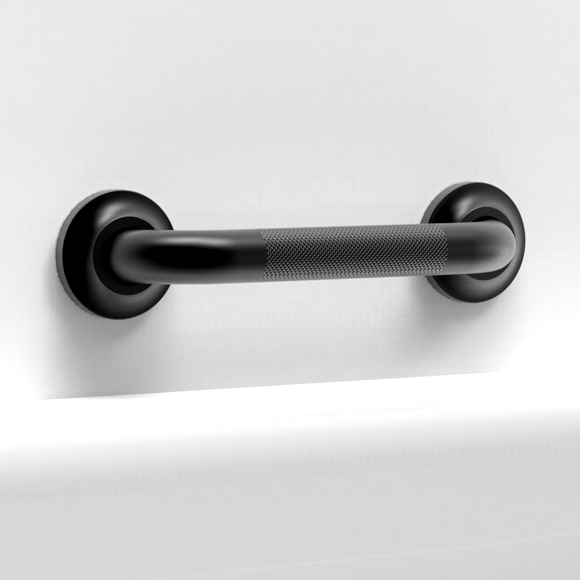 AmeriLuck 1-1/4 x 10 Inch Stainless Steel Safety Grab Bar - ADA Compliant 500lbs Capacity, Anti-Skid Knurled Grip, Matte Black Finish - Perfect for Bathroom, Shower, and Elderly Support Handrail
