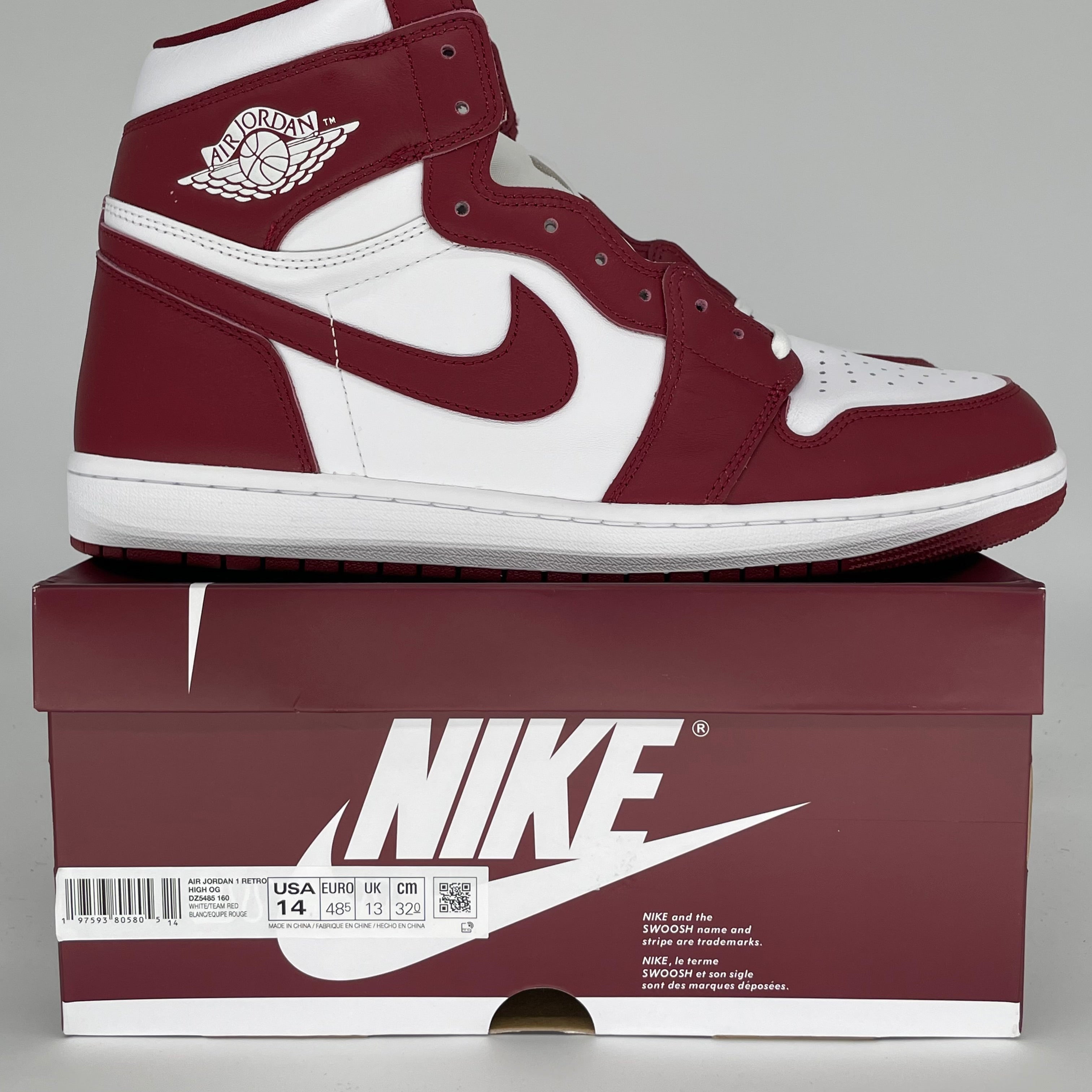 Authentic Air Jordan 1 Artisanal Team Red Basketball Shoes - Men's Size 14 (DZ5485-160) - Perfect for Streetwear Fashion & Sneaker Collectors