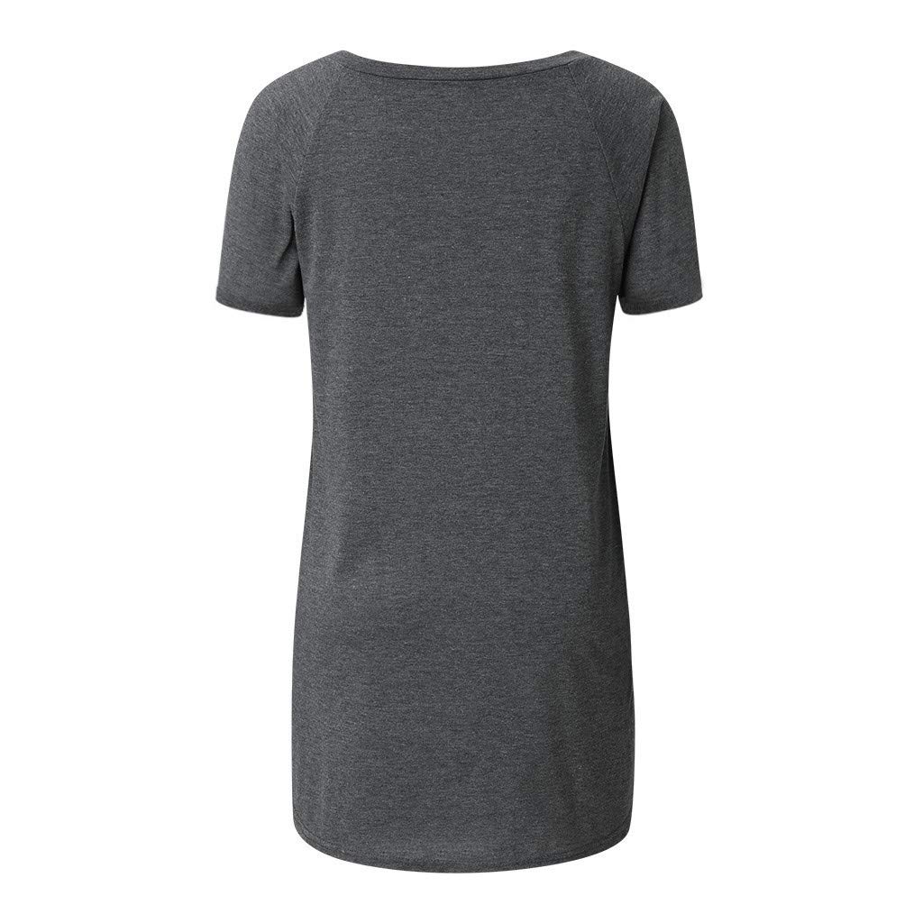 Women's Summer Casual V-Neck Short Sleeve Tunic T-Shirt - Sexy Trendy Loose Fit Plain Top for Beach, Vacation & Everyday Wear
