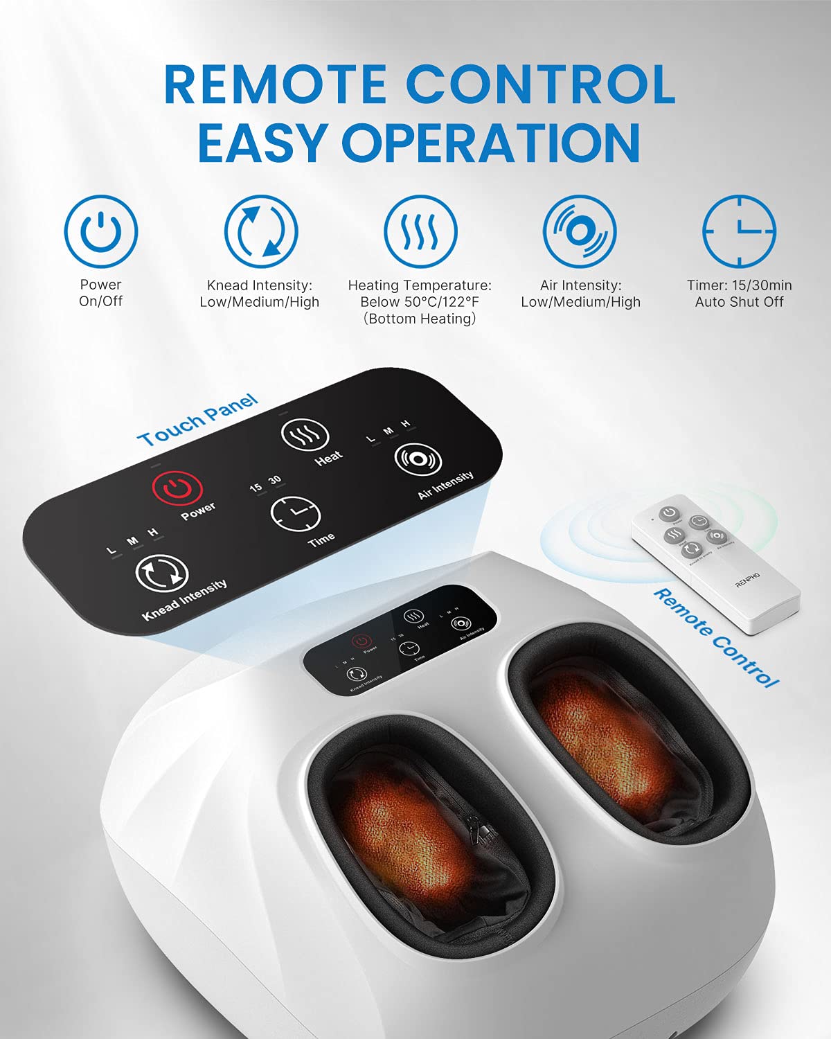 RENPHO Shiatsu Foot Massager Machine for Neuropathy & Plantar Fasciitis Relief - Deep Kneading Foot Massager with Wireless Control, FSA/HSA Eligible - Perfect Gift for Men & Women (Fits Up to Size 14) - Ideal for Home Relaxation, Office Stress Relief & Post-Workout Recovery
