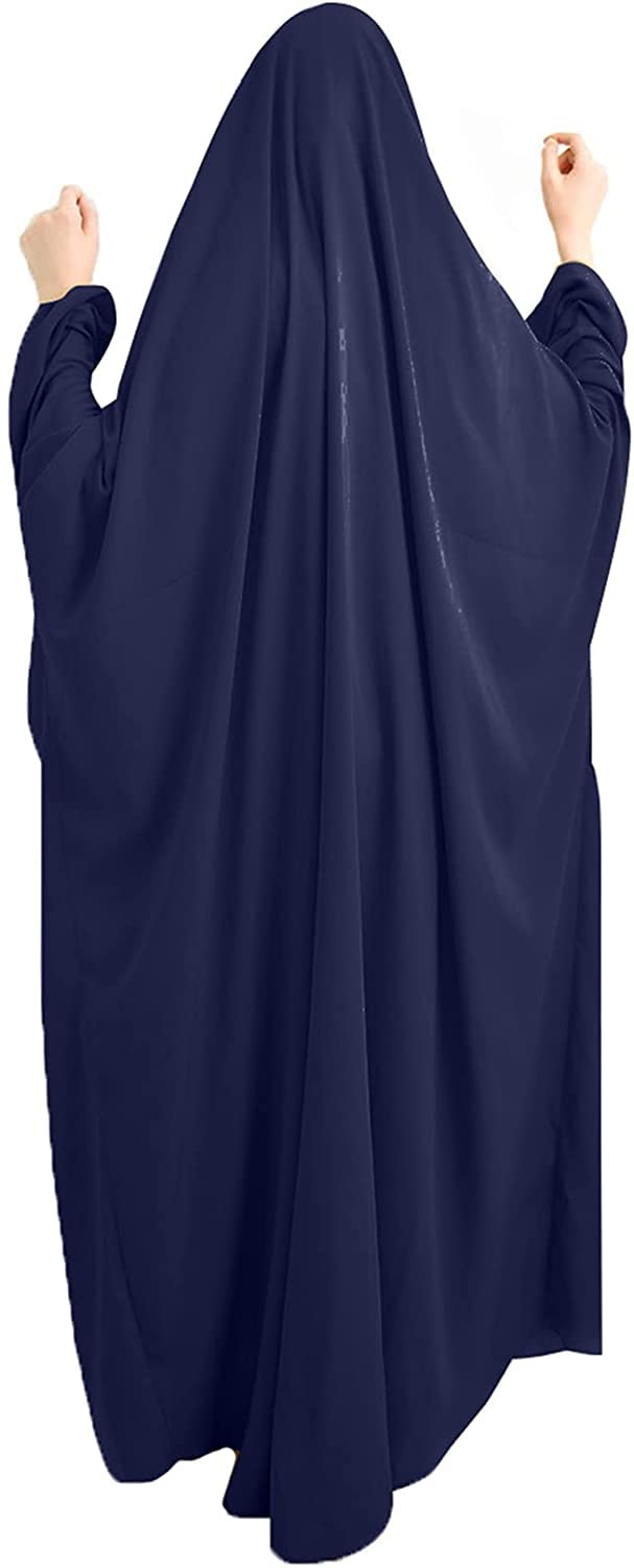 Muslim Women's Full Cover Loose Long Dress with Hijab Hood - One Size Prayer Abaya for Home & Mosque Worship