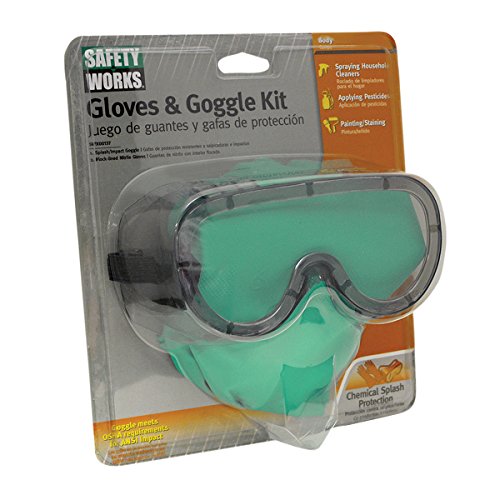 Safety Works SWX00137 Protective Gloves & Safety Goggles Kit - Durable Work Gloves with Anti-Slip Grip & Clear Lens Goggles for Construction, Woodworking, DIY Projects & Home Improvement