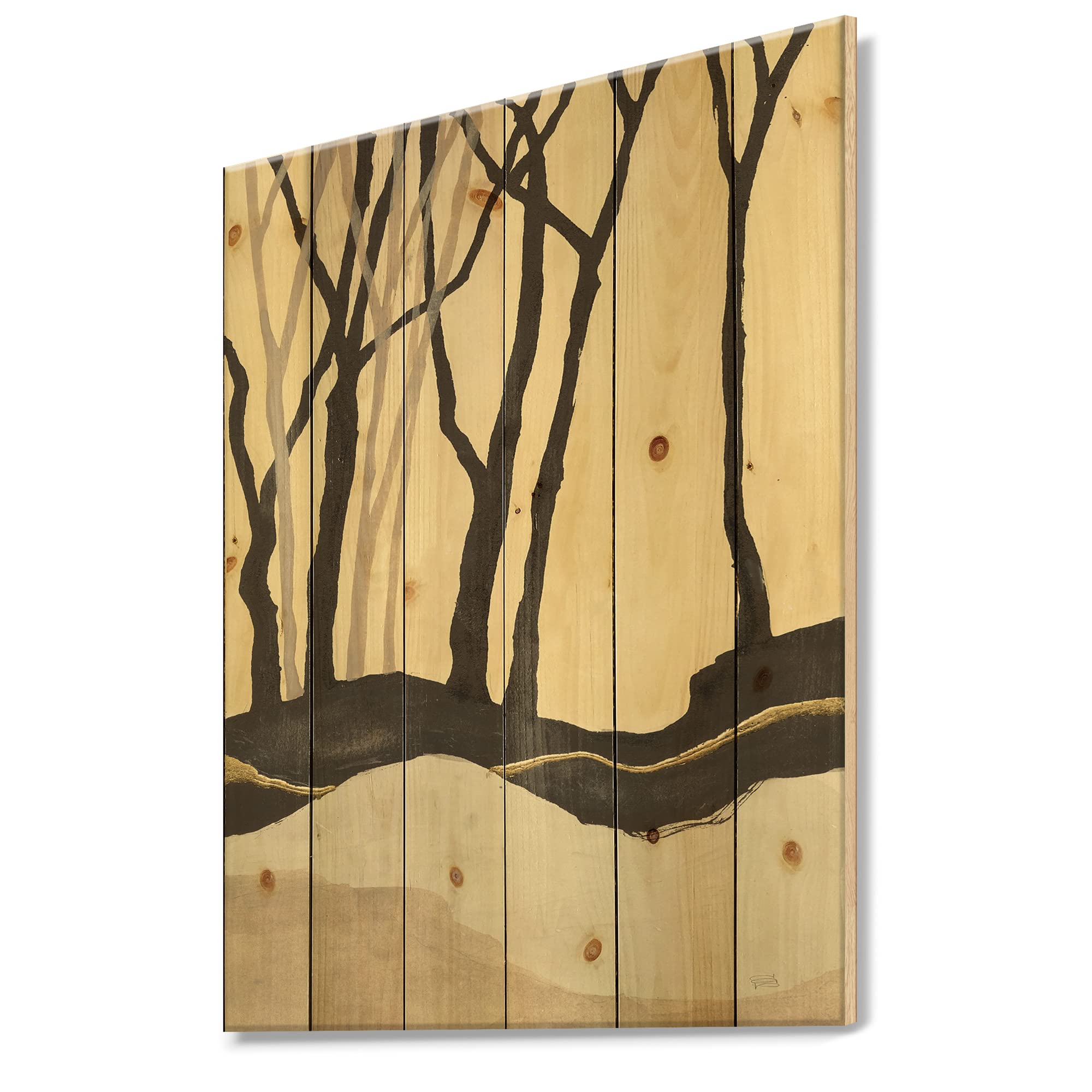 Modern Forest Silhouette Wood Wall Art - Black Abstract Wood Panels for Home & Office Decor | Large Contemporary Pine Wood Wall Decor for Living Room, Bedroom & Dining Area