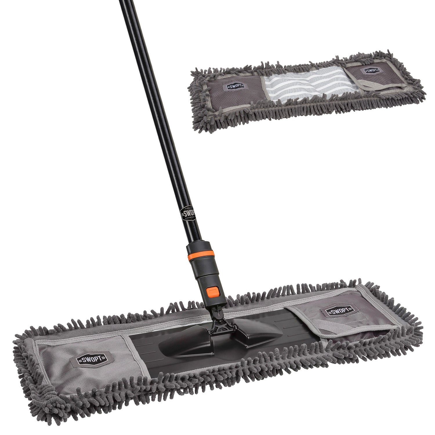Premium 24-Inch Microfiber Dust Mop Head with Refill & 60-Inch Steel Handle - Heavy Duty Floor Cleaning System for Hardwood, Tile & Laminate Floors - Ideal for Homes, Offices & Commercial Spaces