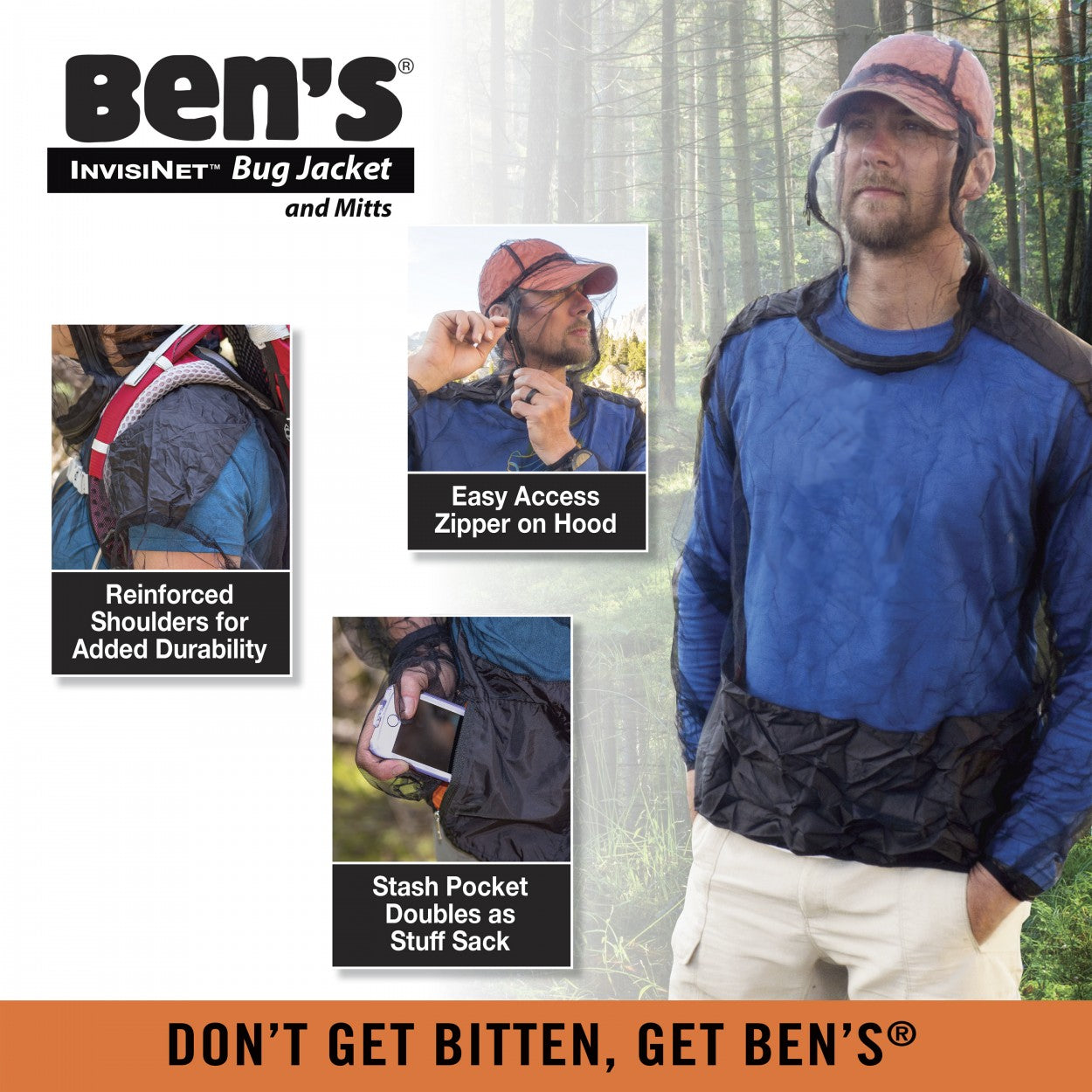 Ben's Invisinet Bug Jacket - Lightweight Mosquito & Insect Proof Mesh Jacket for Outdoor Camping, Hiking, and Gardening