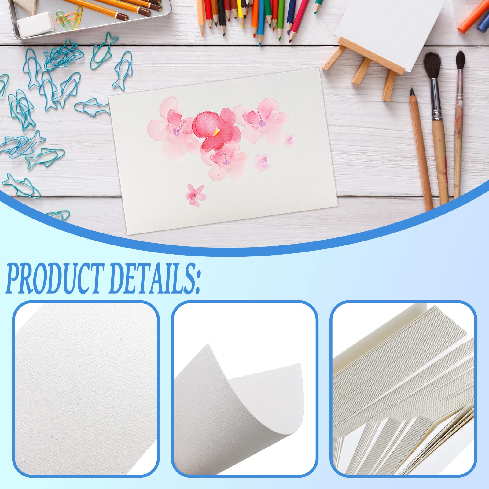 Fyess 120-Pack 100% Cotton Rag Watercolor Paper - 140lb Heavyweight Cold Press Paper, 5x7 Inch Bulk White Watercolor Sheets for Artists, Students & Kids - Perfect for Painting, Sketching & DIY Art Projects