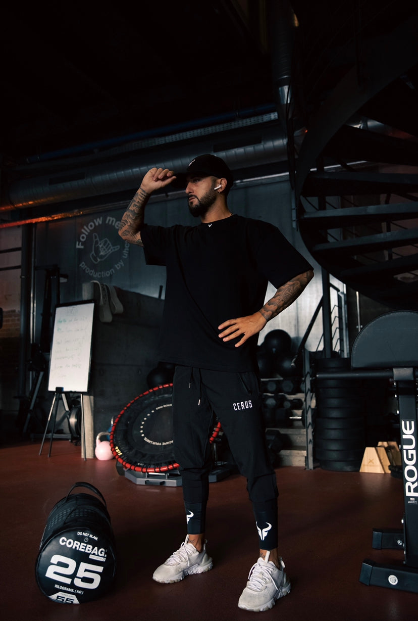 Cerus Black Logo T-Shirt for Men - Comfortable Cotton Casual Tee - Perfect for Everyday Wear, Gym, and Outings