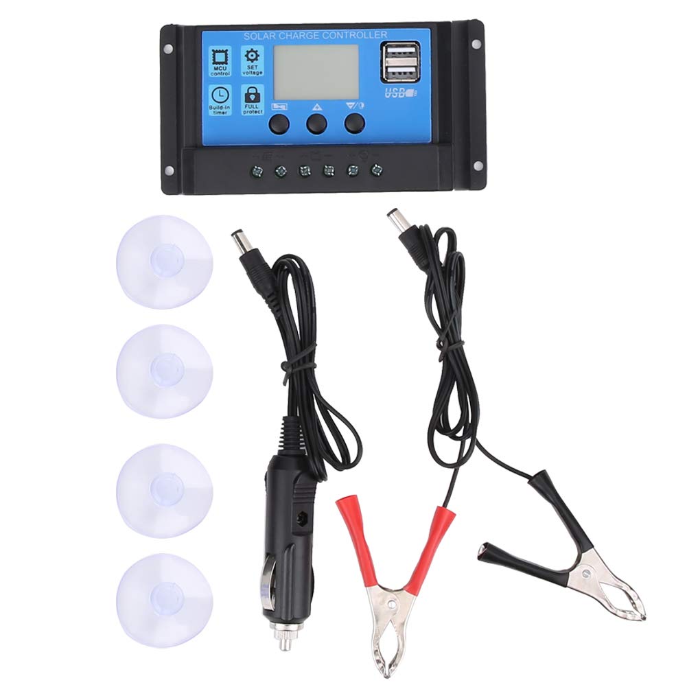 20W 18V Solar Charge Controller with Digital Display & USB Ports - High Efficiency MPPT Regulator with Reverse Current Protection for Solar Panels, RV, Boat, and Outdoor Power Systems - Perfect for Camping, Off-Grid Living, and Emergency Backup Power