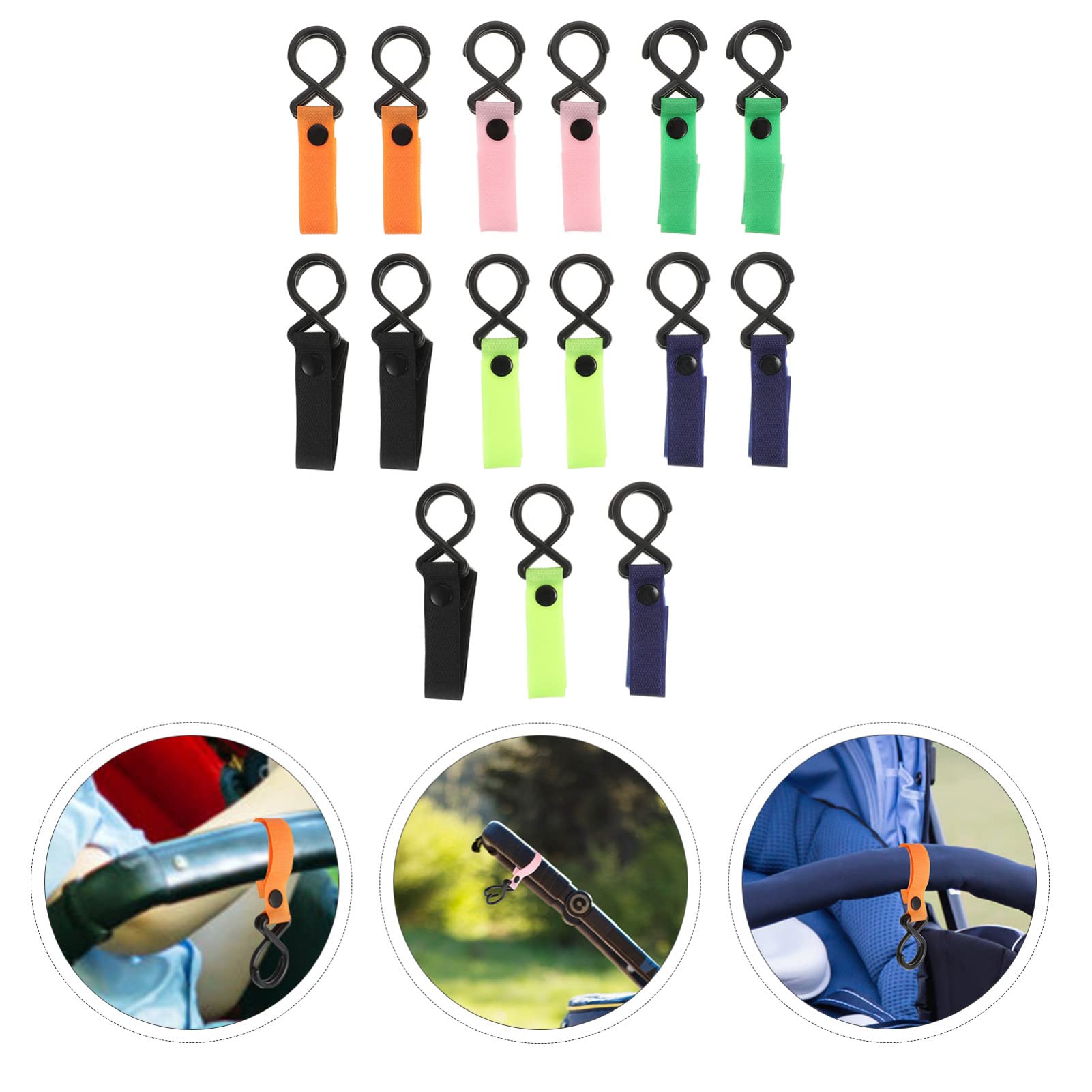 15pcs Baby Stroller Hooks - Multipurpose Non-Slip Pram Hangers for Wheelchair, Diaper Bags & Shopping - Heavy Duty Stroller Accessories for Parents on the Go