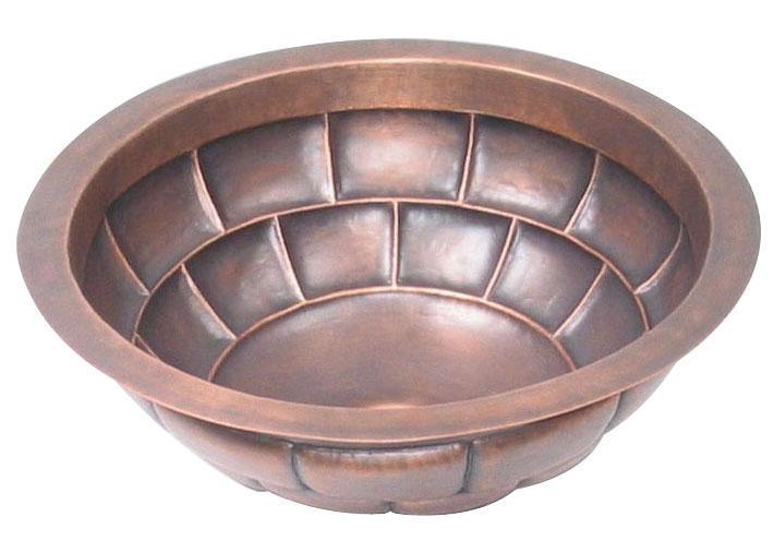 Hand Hammered Copper Bathroom Sink - VBS 11 by SINDA | Vintage Farmhouse Style for Bathroom & Powder Room Decor | Rustic Copper Vessel Sink with Hammered Finish