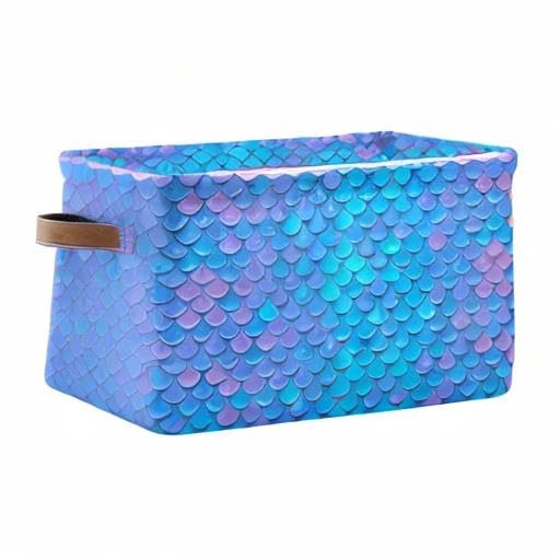 Blue Mermaid Storage Baskets - Collapsible Fabric Bin for Home & Bedroom Organization
