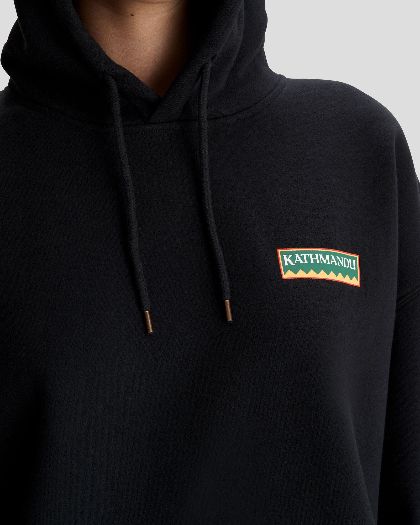 Women's Kathmandu Heritage Logo Slouchy Hoodie - Black | Cozy Pullover Sweatshirt for Casual Wear, Travel & Outdoor Activities