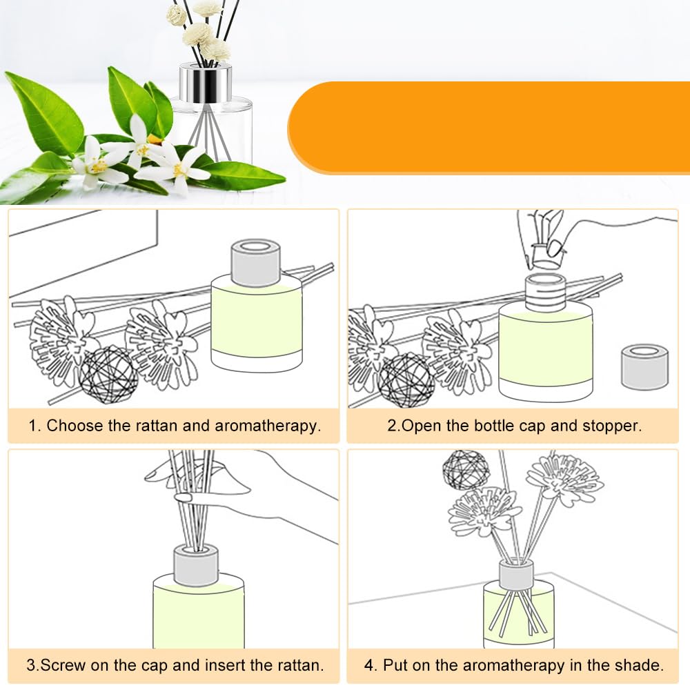 EMAGEREN 6-Pack 50ml Clear Glass Diffuser Bottles - Round Empty Essential Oil Bottles for Aromatherapy, Home Fragrance & Perfume - Perfect for DIY Blends, Reed Diffusers & Gift Sets