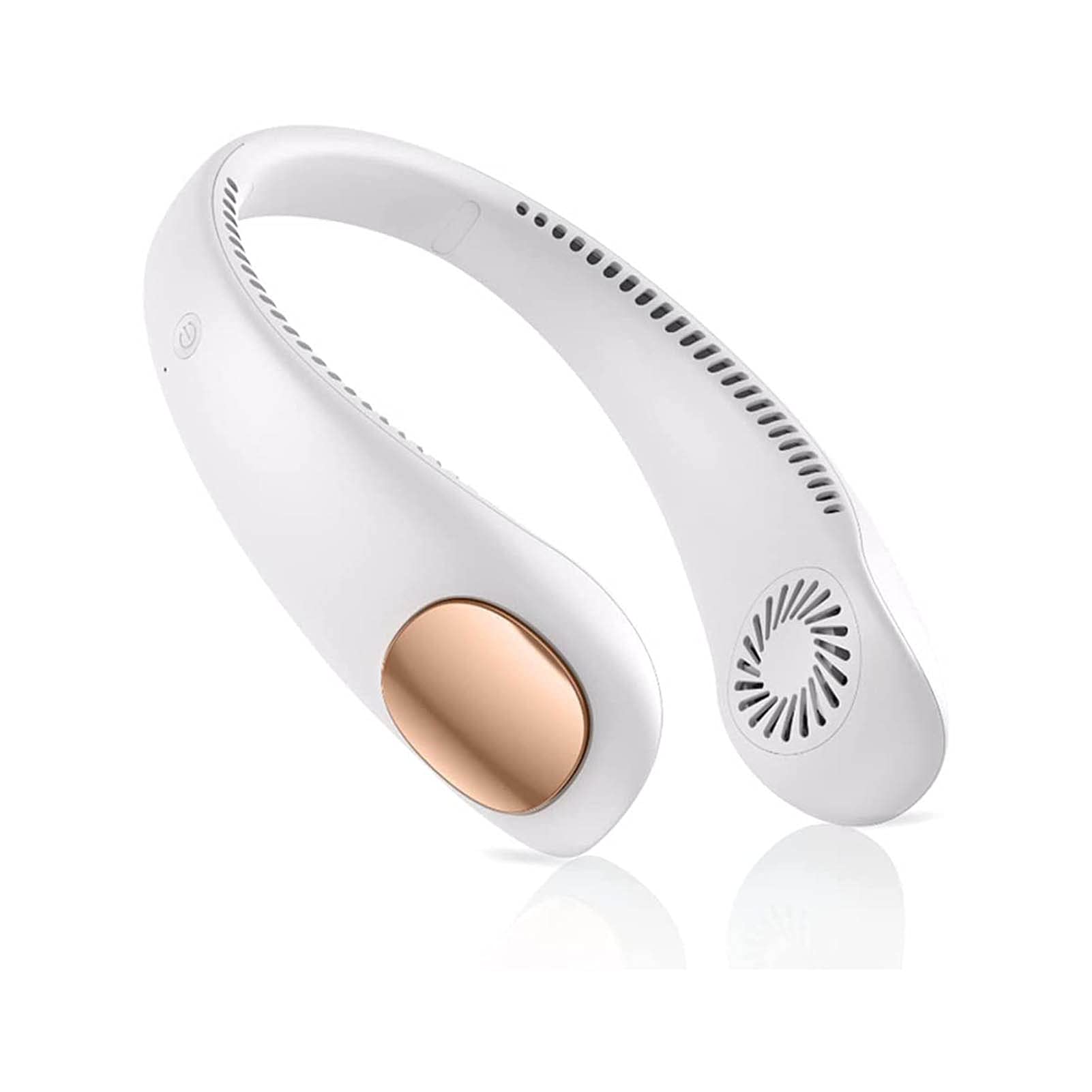 LJXX Bladeless Neck Fan - Portable USB Rechargeable 2000mAh Personal Cooling Fan for Sports, Travel, Office | Hands-Free Leafless Design for Indoor & Outdoor Use (White) - Perfect for Gym, Hiking, Commuting and Summer Activities